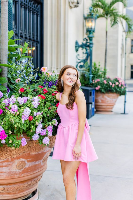 Pink A-line Homecoming Dress Pink Cocktail Dress Y2899
