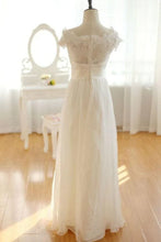 A-line Elegant Chiffon Lace Long Wedding Dresses Pretty Bridal Gown