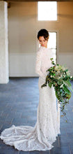 Vintage Fully Lace See Through Open Back Long Sleeves Elegant Wedding Dresses,DB0153