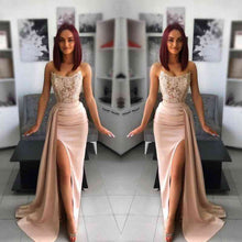 Long Mermaid Sweetheart Applique Lace Prom Dress with Slit