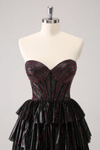 Cute Black Pink A Line Sweetheart Corset Short Homecoming Dress with Beading
