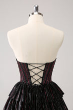 Cute Black Pink A Line Sweetheart Corset Short Homecoming Dress with Beading