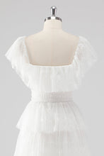 Black A Line Square Neck Long Formal Dress with Ruffles