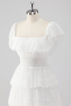 Black A Line Square Neck Long Formal Dress with Ruffles