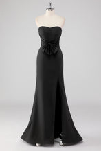 Strapless Mermaid Black Long Formal Dress with Slit