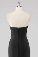 Strapless Mermaid Black Long Formal Dress with Slit