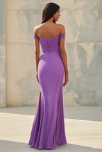 Mermaid Off Shoulder Purple Chiffon Long Formal Dress