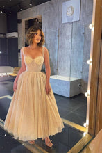 Glitter A-line Sweetheart Tulle Prom Dress with Straps