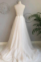 A-line Simple Spaghetti Straps Beach Wedding Dresses Lace Wedding Gowns