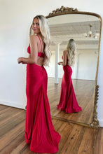 Red Mermaid Floor Length Prom Dress with Delicate Spaghetti Straps