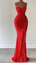 Red Mermaid Evening Dress With High Split Y71