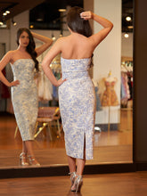 Zeno | Mermaid Tea Length Strapless Prom Dress With Sashes