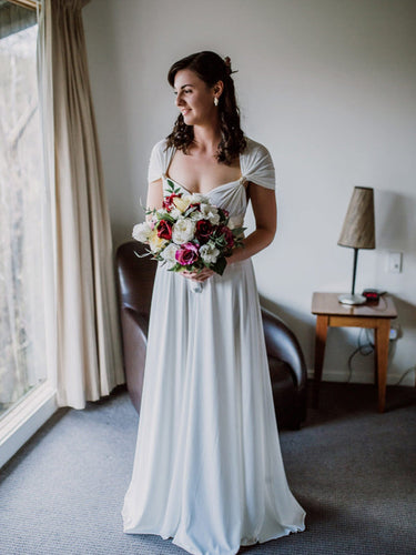 Vintage Chiffon Lace Up Back Long Wedding Dresses.DB10639