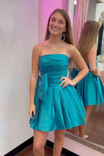 A-Line Strapless Pleated Party Dress with Bow