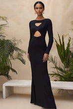 Sheath Long Black Scoop Formal Dress with Long Sleeves