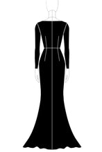 Sheath Long Black Scoop Formal Dress with Long Sleeves