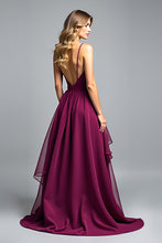 Tiered Asymmetrical Dark Purple A Line Formal Dress