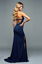 Navy Sweetheart Sheath Long Formal Dress with Slit