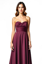 Sweetheart Long A Line Burgundy Ruched Formal Dress