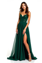 Long Beaded Dark Green Tulle Formal Dress with Slit