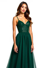 Long Beaded Dark Green Tulle Formal Dress with Slit