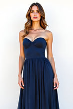 Sweetheart Navy A Line Ruched Long Wedding Guest Dress