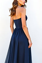 Sweetheart Navy A Line Ruched Long Wedding Guest Dress