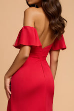 Sweetheart Red A Line Satin Long Formal Dress