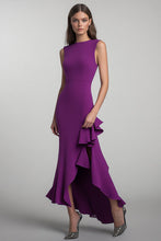 Round Neck Plum Sheath Long Formal Dress