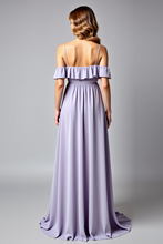 Lilac V-Neck Backless Ruched Long Formal Dress