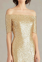 Sparkly Gold Square Neck Sheath Long Formal Dress