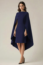 Navy Sheath Satin Short Formal Dress