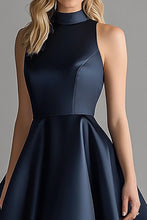 Navy Asymmetrical A Line High-Low Formal Dress