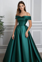 Dark Green Ball Gown Satin Long Formal Dress
