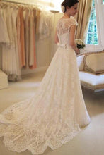 Affordable Cap Sleeve Lace A Line Wedding Dresses, Long Wedding Gowns, Bridal Dress, MW113