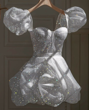 Glitter Sparkle White Homecoming Dress Retro White 22nd Birthday Outfit Dress Y4081