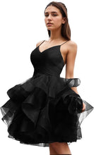Puffy Ruffle Short Homecoming Dress Tull Tutu Prom Dress V Neck Formal Party Gown