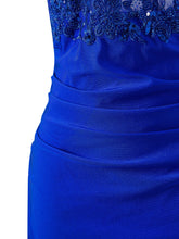 Royal Blue Sheath Short Spaghetti Strap Jersey Homecoming Dress