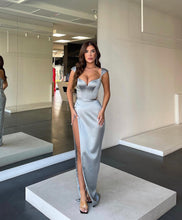 Long Mermaid Sweetheart Satin Prom Dress with Split