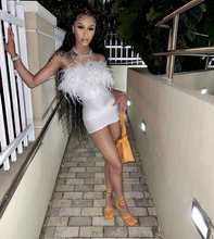 Sexy Strapless Satin Feathers Short White Homecoming Dress Cocktail Dress Y7845