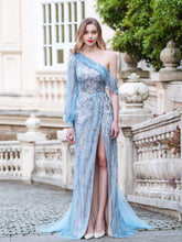 Sheath / Column Fashion Evening Dresses High Split One Shoulder Long Sleeveless Floor Length Prom Dresses