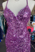 Sparkle Appliques Sequin Lilac Homecoming Lace-up Dress