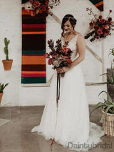 Sexy V-neck Tulle With Lace Open Back Wedding Dresses With Appliques,DB10265