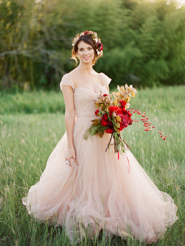 Gogerous Sweetheart Tulle A-line Wonderful Wedding Dresses Evening Dresses.DB10620