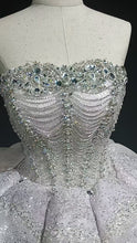Starry veil feather crystal embellished flower bud dress