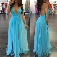 V Neck Sexy Backless Spaghetti Strap Slutty Prom Dresses SYP169