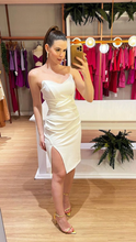 White Strapless Party Dress With Leg Slit White Homecoming Dress Y4843