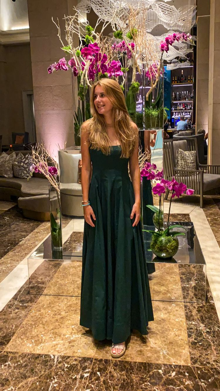 slim fit dress slacks Modest Long Sleeve Long Formal Dress with Beads Emerald / 18 main image 0