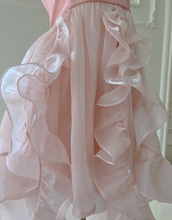 Simple Halter Pink Tulle Pearls Beaded High-Low Ruffles Homecoming Dress Party Dress Y8582