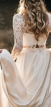 Elegant Scoop Neck Tulle Lace Two Piece Long Sleeves Vatage Wedding Dresses.DB10407